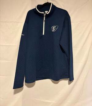 Seattle Mariners Quarter Zip Pullover Adult XL Navy Blue Stethoscope Logo
